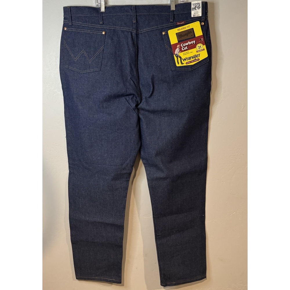 Wrangler Jeans Mens 44x34 Dark Wash Relaxed Fit 31MWZ Cowboy Cut Western Denim - Picture 5 of 9
